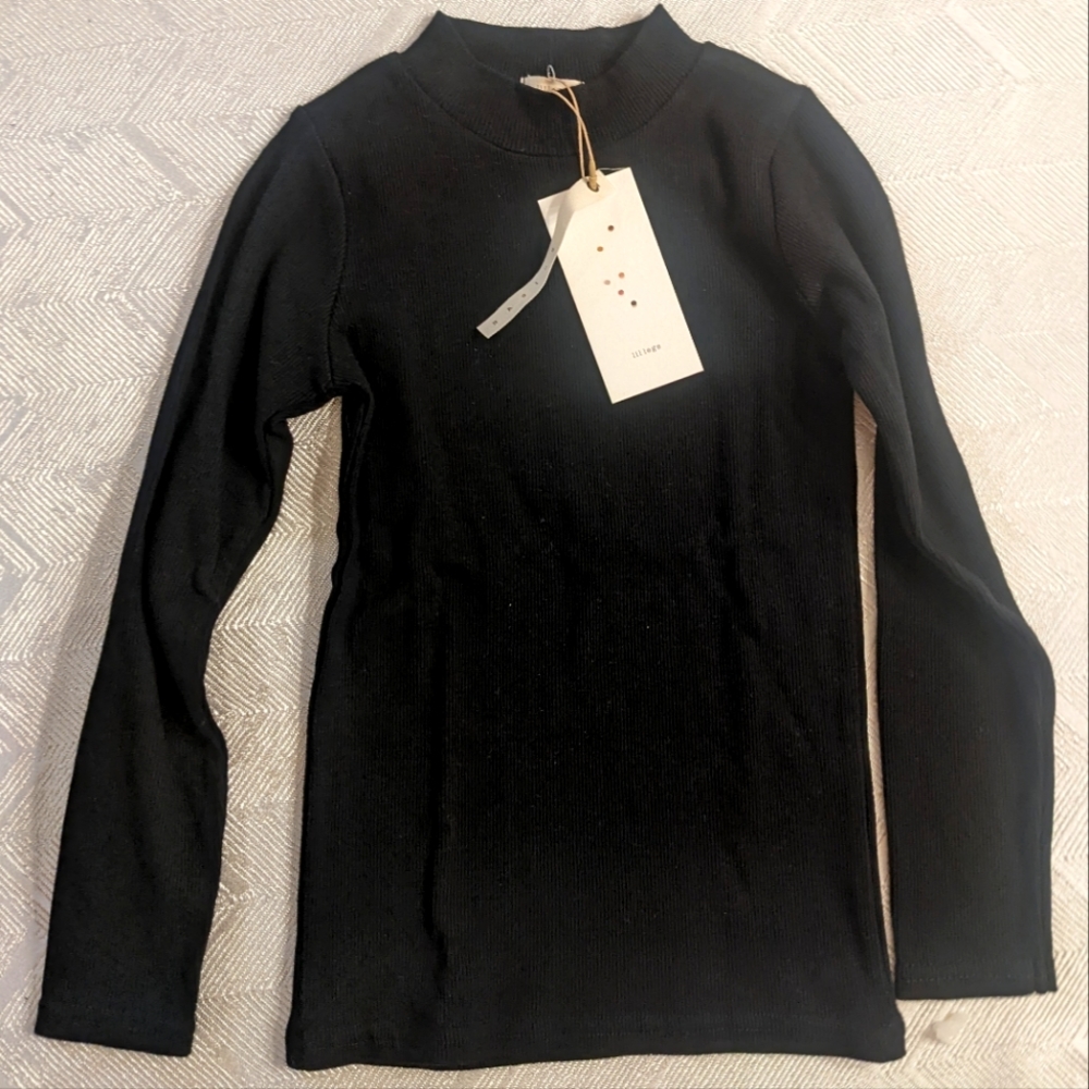 Lil Legs Black Ribbed Mockneck Size 6